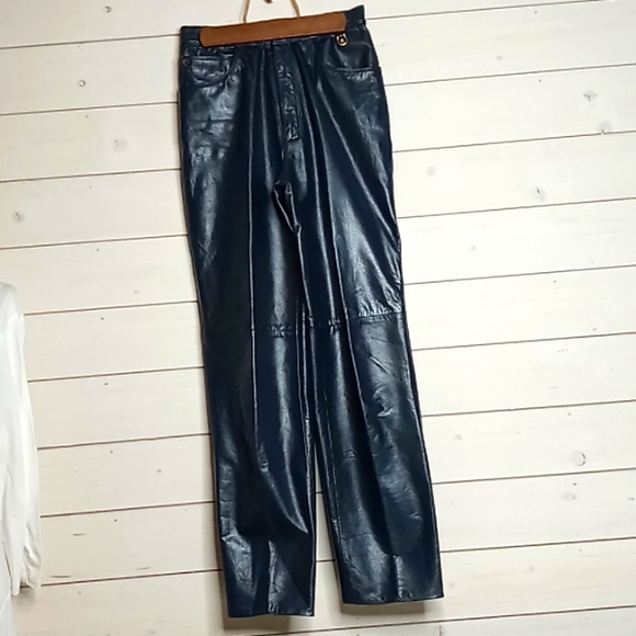 Vintage 1980s Smoked Gray Leather Pants by Etienne Aigner | XS/S